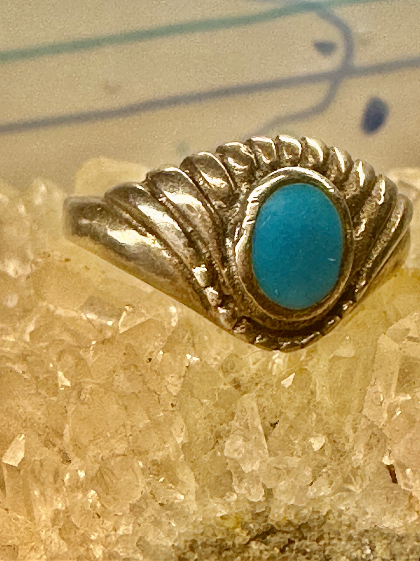 Turquoise ring slender southwest band size 9 women