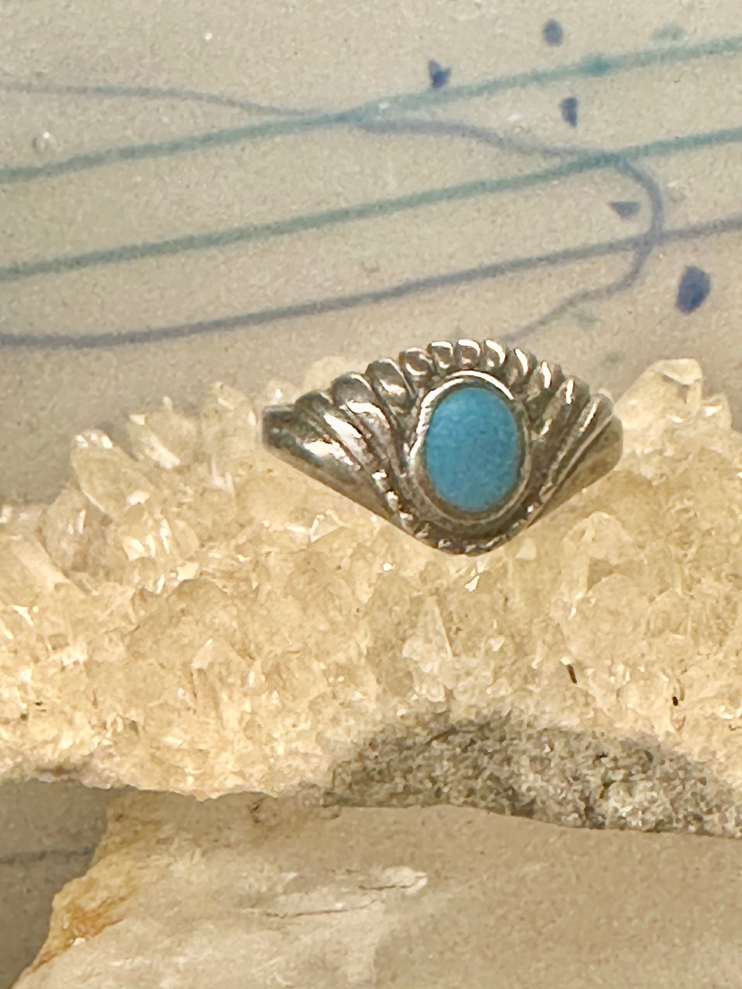 Turquoise ring slender southwest band size 9 women