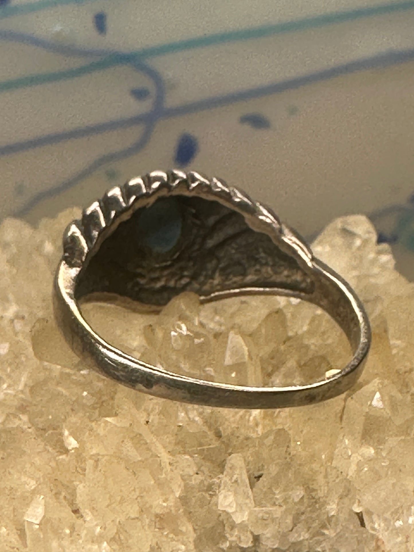Turquoise ring slender southwest band size 9 women