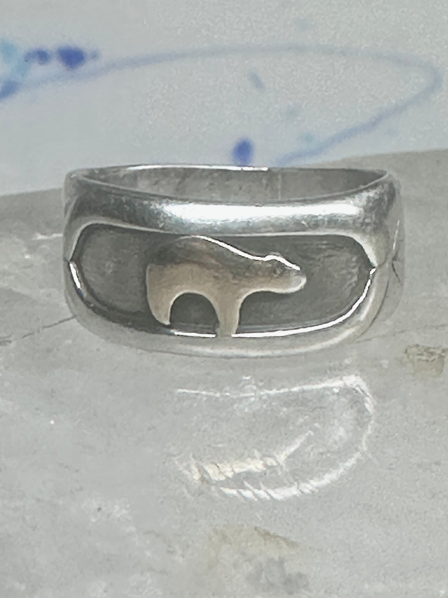 Bear ring size 6 TC Case band sterling silver 14K over the bear women men