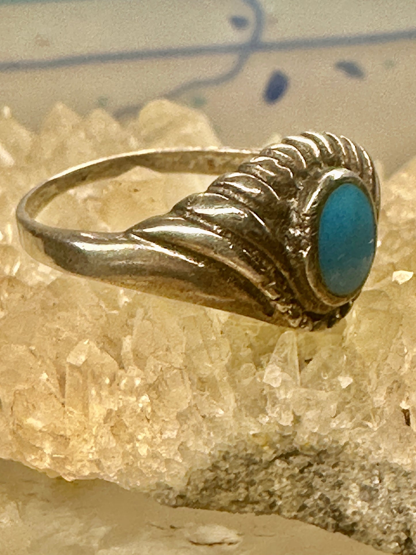 Turquoise ring slender southwest band size 9 women