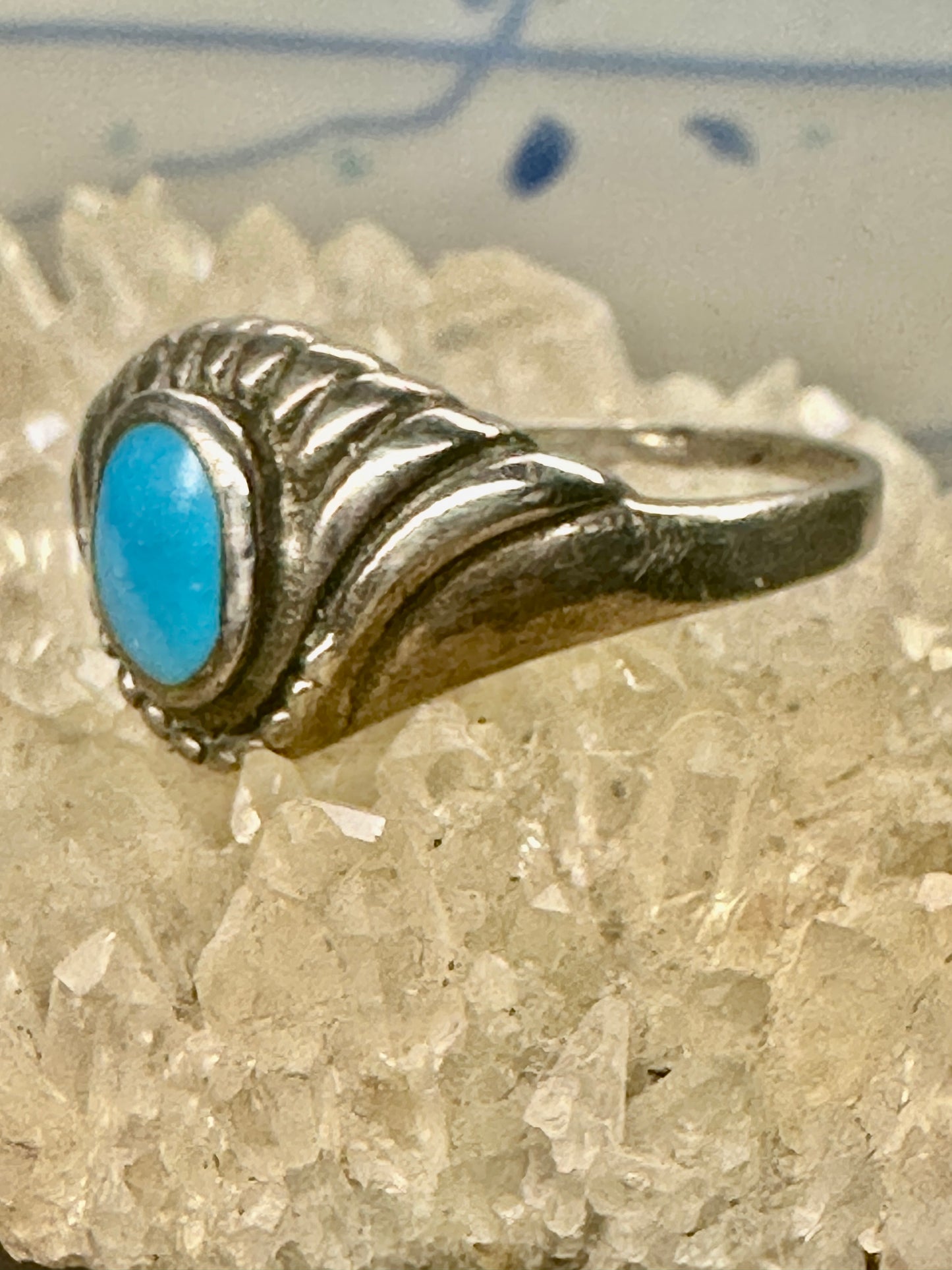 Turquoise ring slender southwest band size 9 women