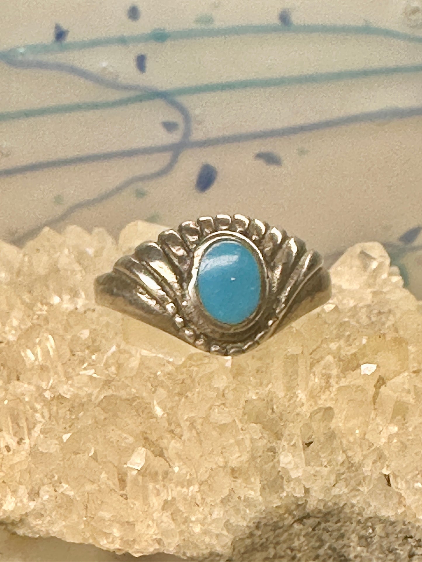 Turquoise ring slender southwest band size 9 women