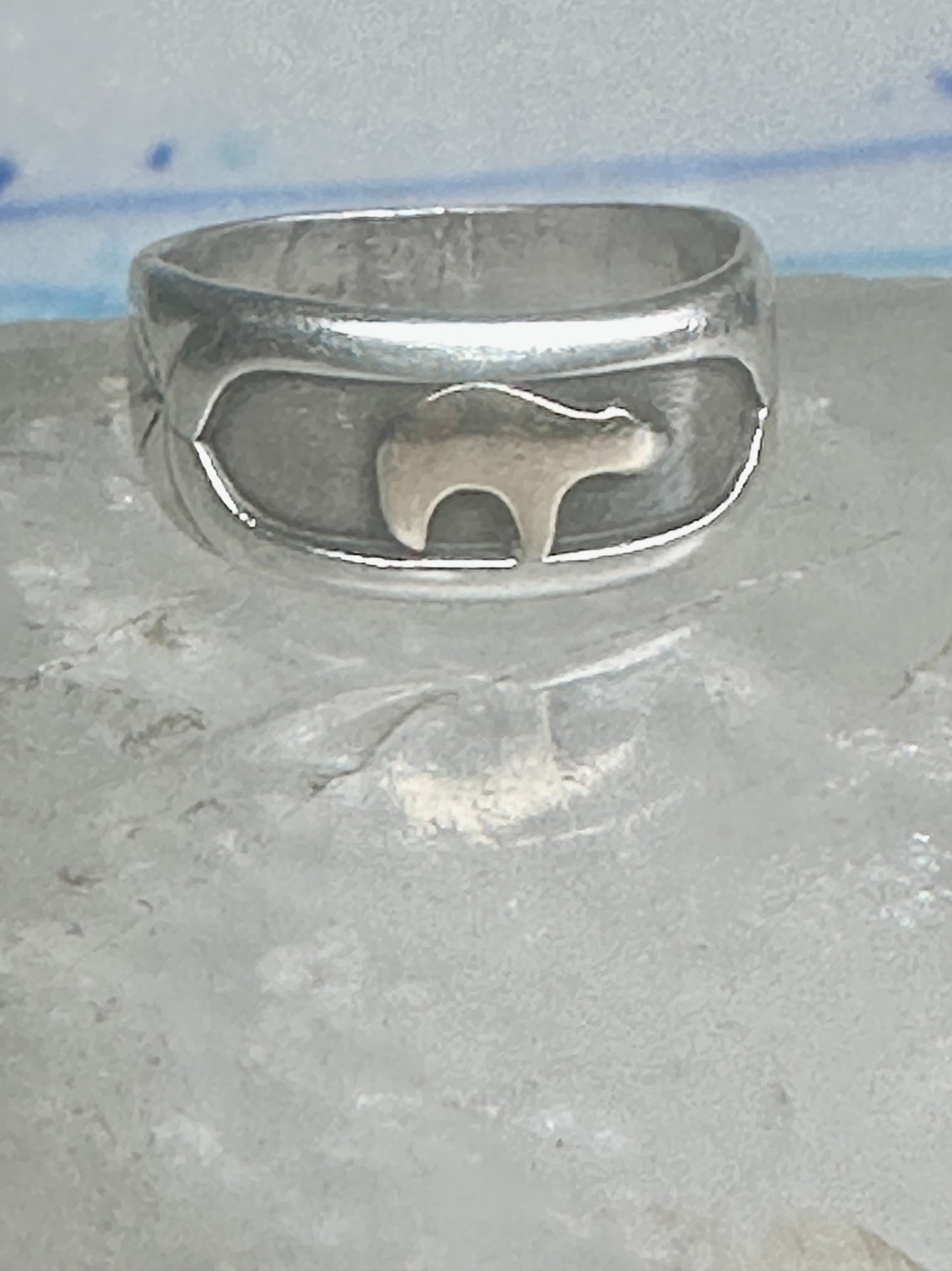 Bear ring size 6 TC Case band sterling silver 14K over the bear women men