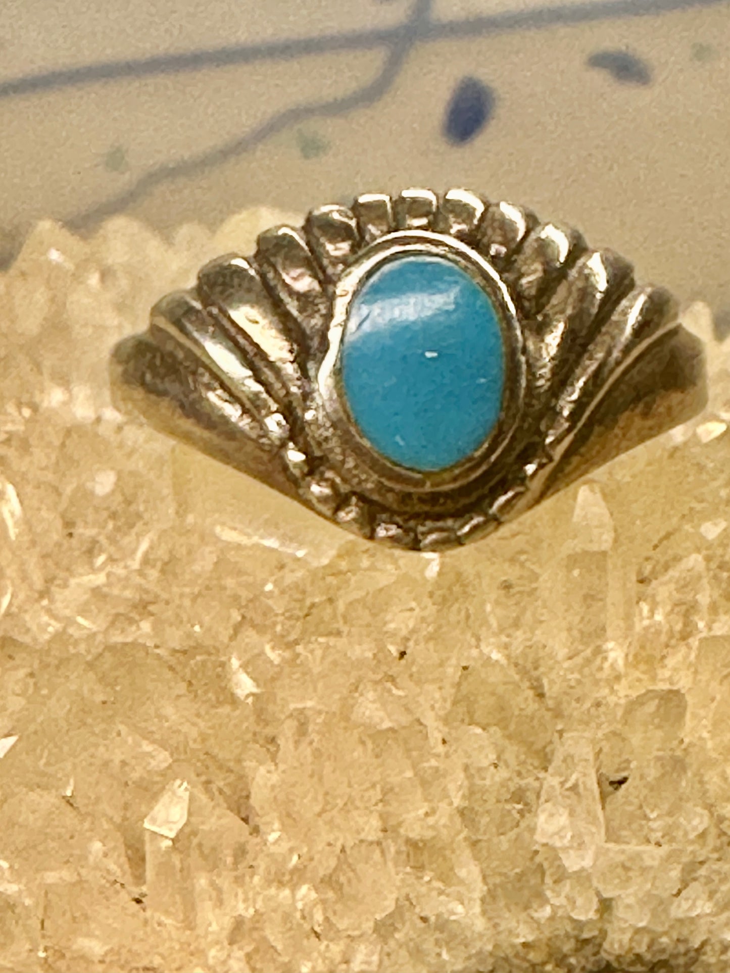 Turquoise ring slender southwest band size 9 women