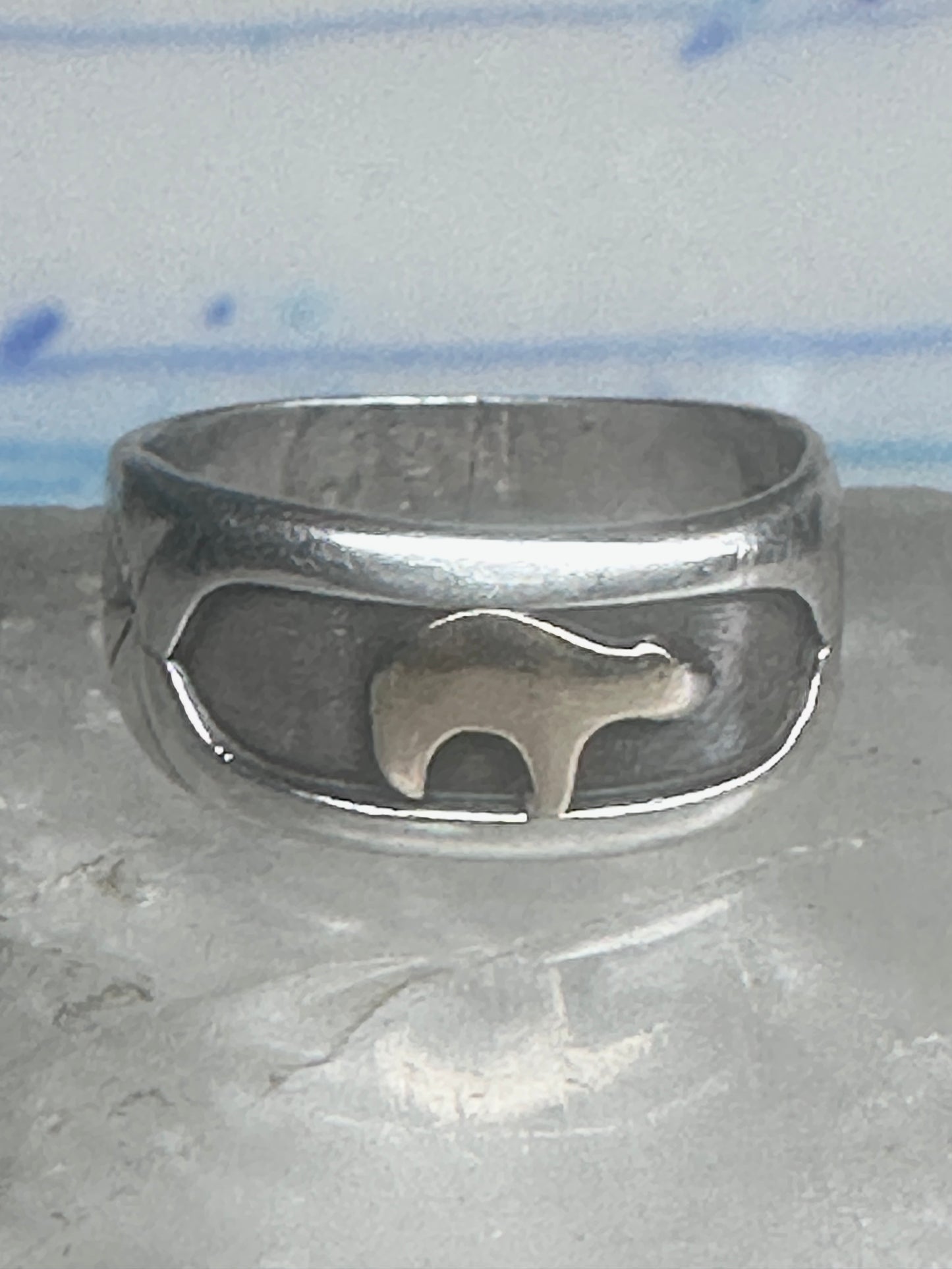 Bear ring size 6 TC Case band sterling silver 14K over the bear women men