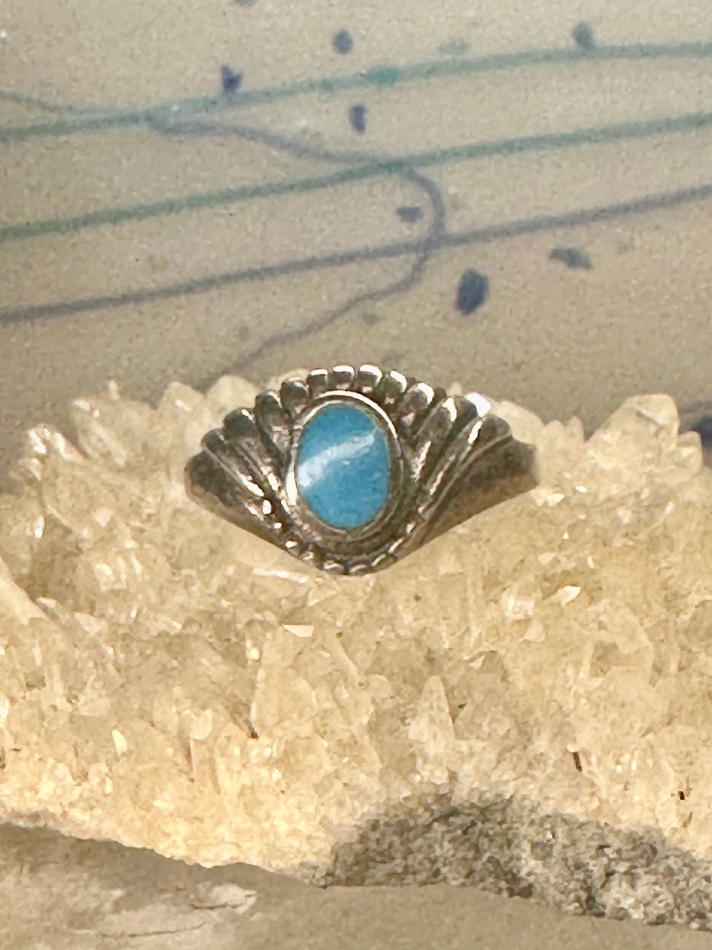 Turquoise ring slender southwest band size 9 women