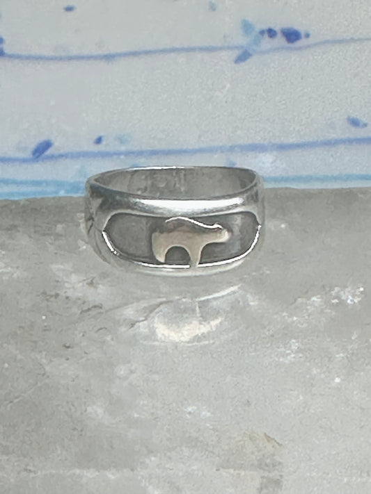 Bear ring size 6 TC Case band sterling silver 14K over the bear women men