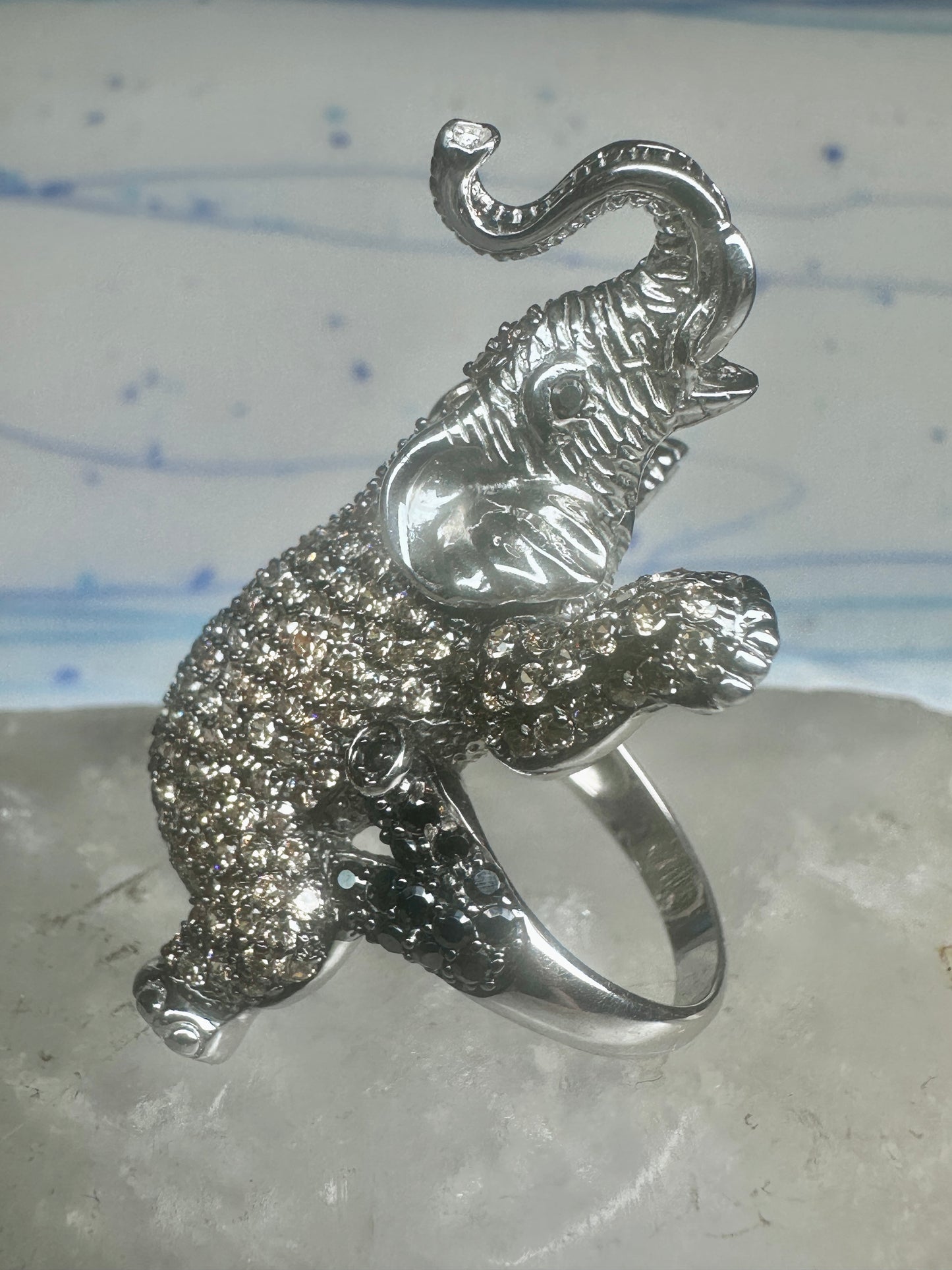 Elephant ring size 9.25 CZ sterling silver women