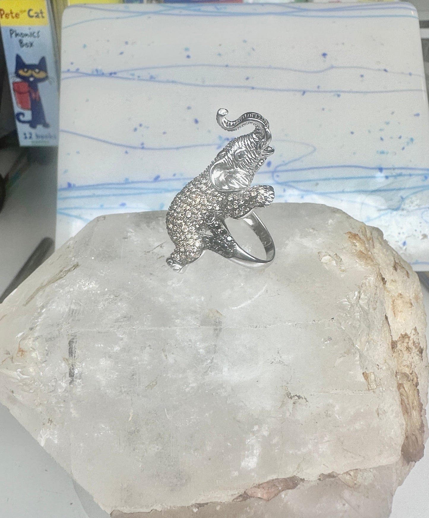 Elephant ring size 9.25 CZ sterling silver women