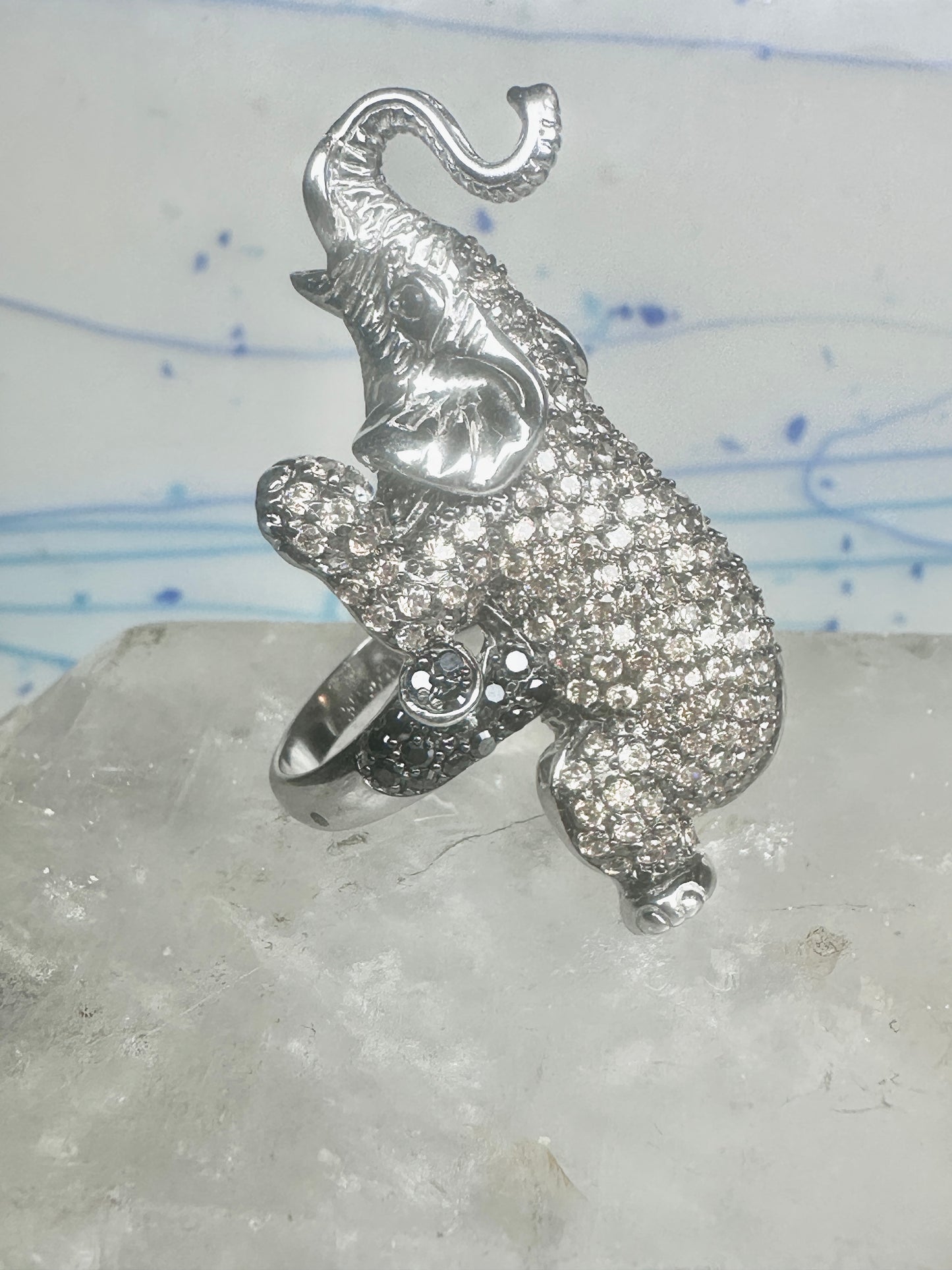 Elephant ring size 9.25 CZ sterling silver women