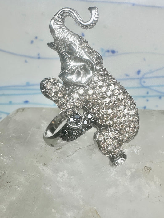 Elephant ring size 9.25 CZ sterling silver women