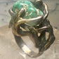 Brutalist ring turquoise figurative size 7 sterling silver women men