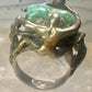 Brutalist ring turquoise figurative size 7 sterling silver women men