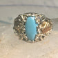 Black Hills Gold Ring turquoise floral leaves size 7 sterling silver women