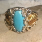 Black Hills Gold Ring turquoise floral leaves size 7 sterling silver women