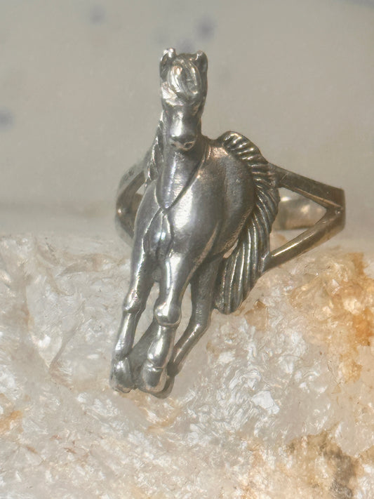 Vintage horse ring size 7.25 Sterling silver cowgirl women girls