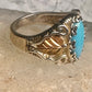 Black Hills Gold Ring turquoise floral leaves size 7 sterling silver women