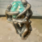Brutalist ring turquoise figurative size 7 sterling silver women men
