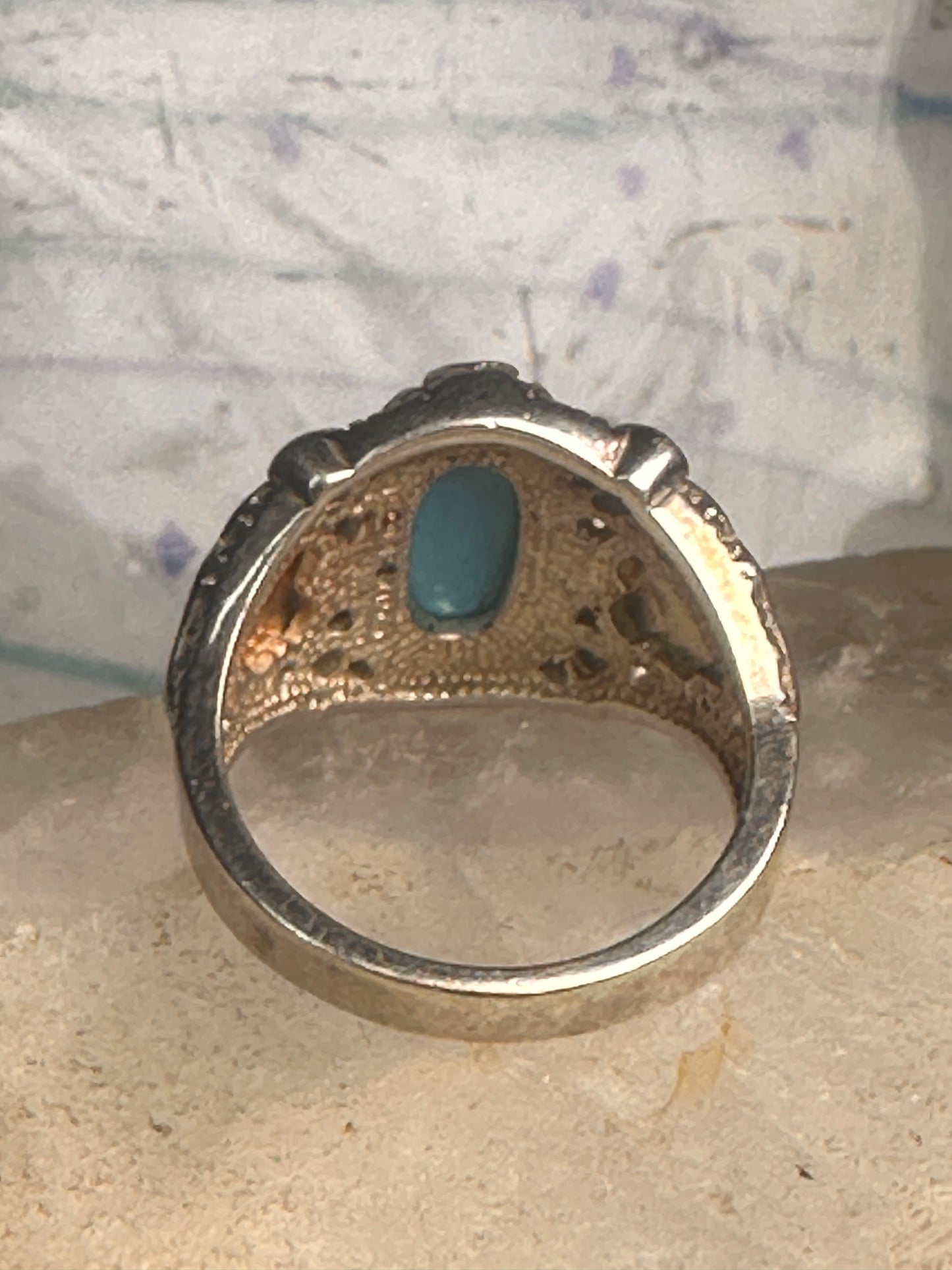 Black Hills Gold Ring turquoise floral leaves size 7 sterling silver women