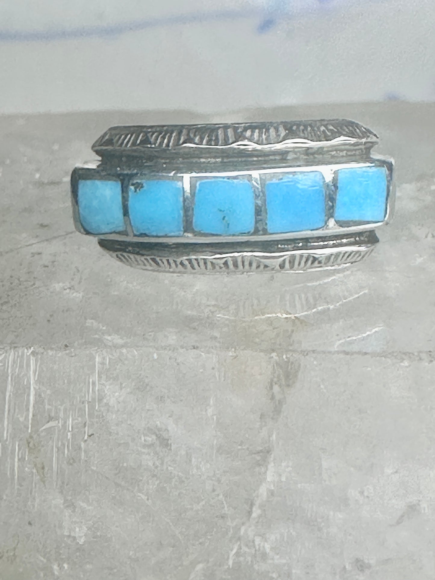 Zuni ring size 5 turquoise band sterling silver women