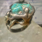 Brutalist ring turquoise figurative size 7 sterling silver women men