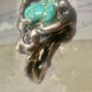 Brutalist ring turquoise figurative size 7 sterling silver women men