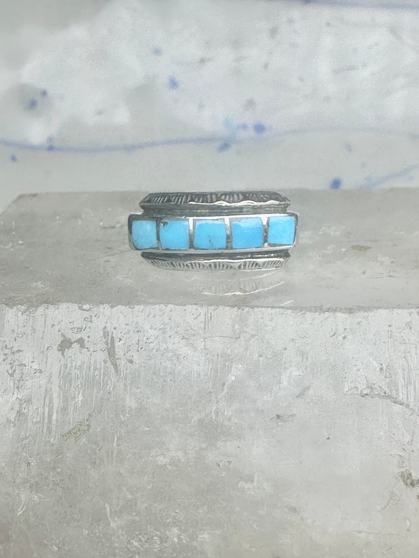 Zuni ring size 5 turquoise band sterling silver women