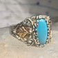 Black Hills Gold Ring turquoise floral leaves size 7 sterling silver women