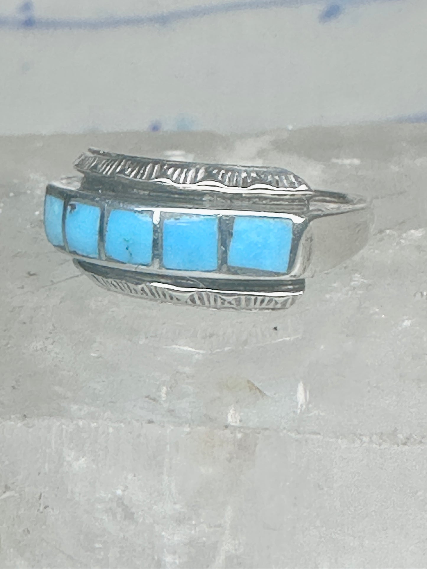 Zuni ring size 5 turquoise band sterling silver women
