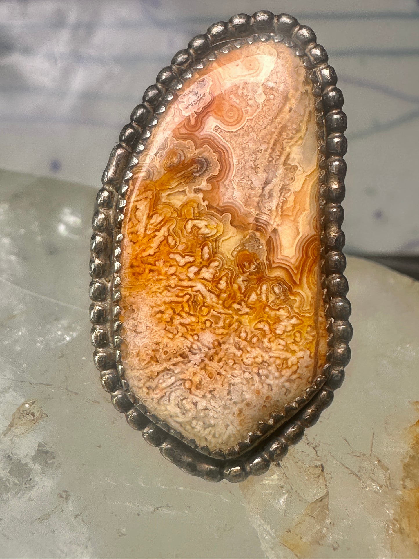 Petrified wood ring Navajo size 7.25 sterling silver women