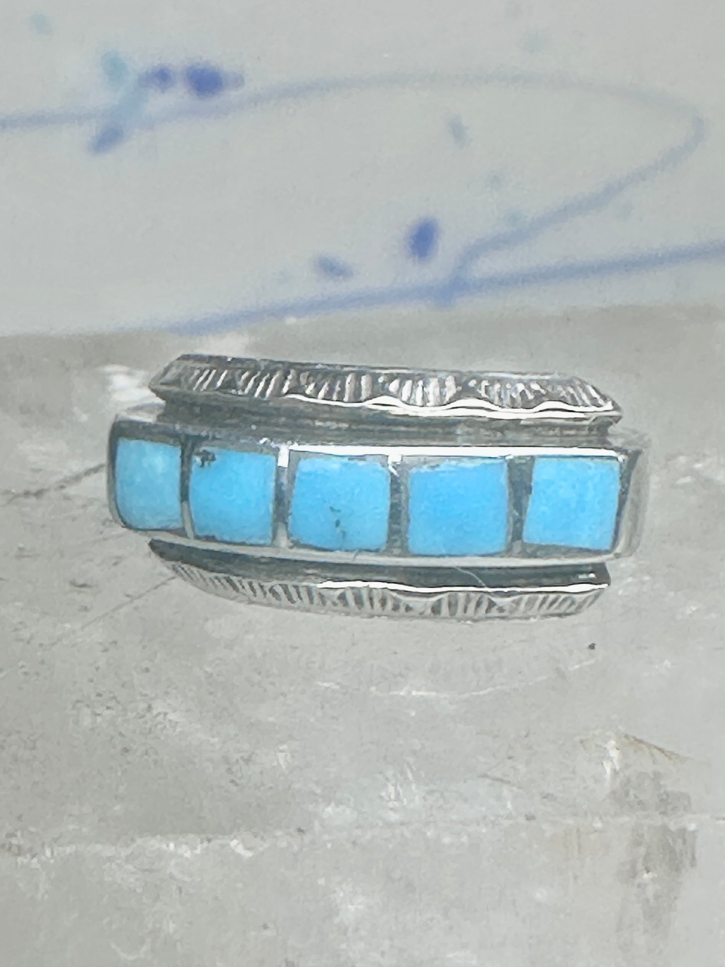 Zuni ring size 5 turquoise band sterling silver women
