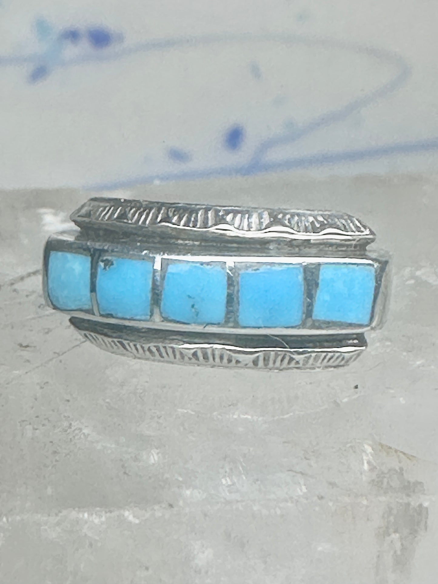 Zuni ring size 5 turquoise band sterling silver women