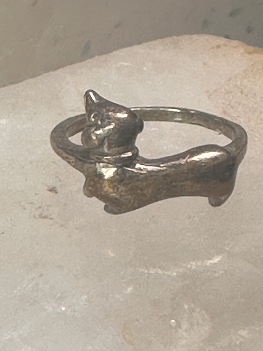 Mini Dachshund ring dog band size 7 sterling silver women girls