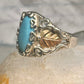 Black Hills Gold Ring turquoise floral leaves size 7 sterling silver women
