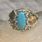Black Hills Gold Ring turquoise floral leaves size 7 sterling silver women