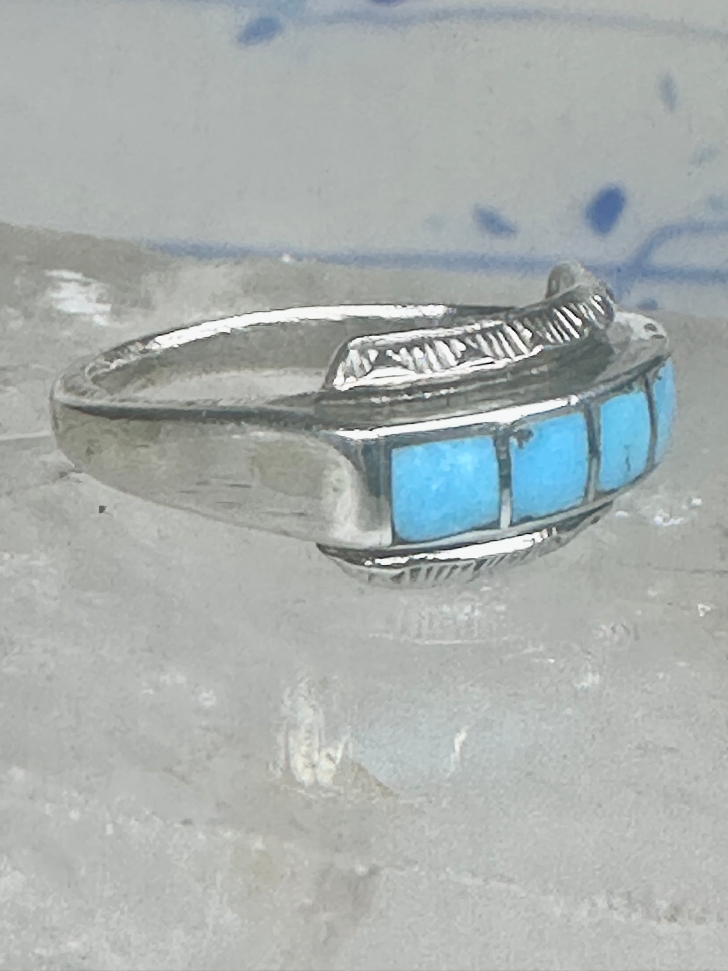 Zuni ring size 5 turquoise band sterling silver women