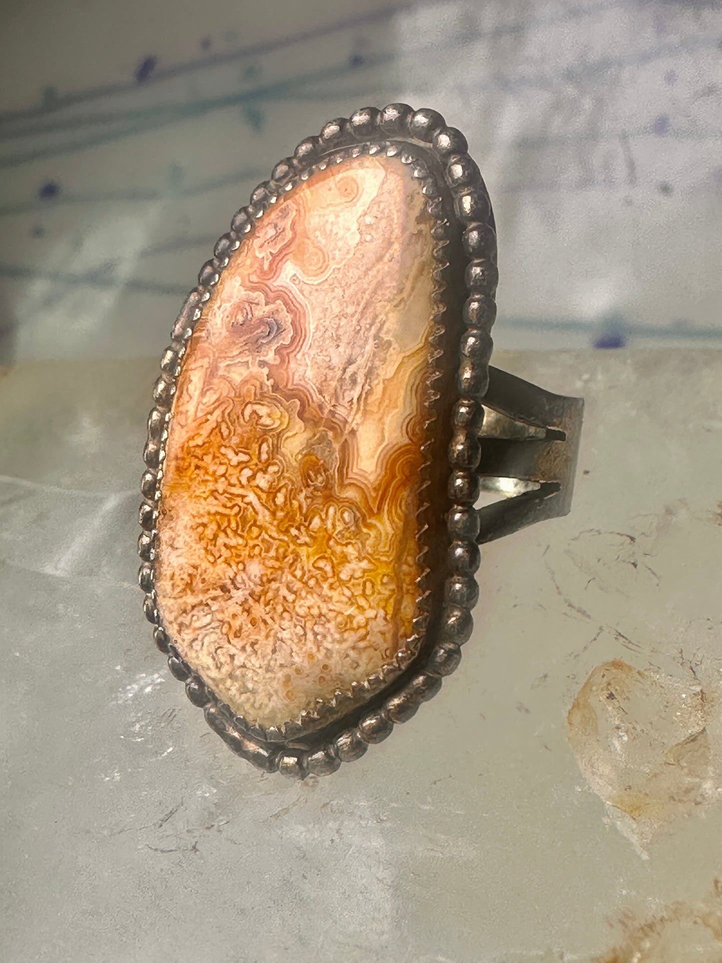 Petrified wood ring Navajo size 7.25 sterling silver women