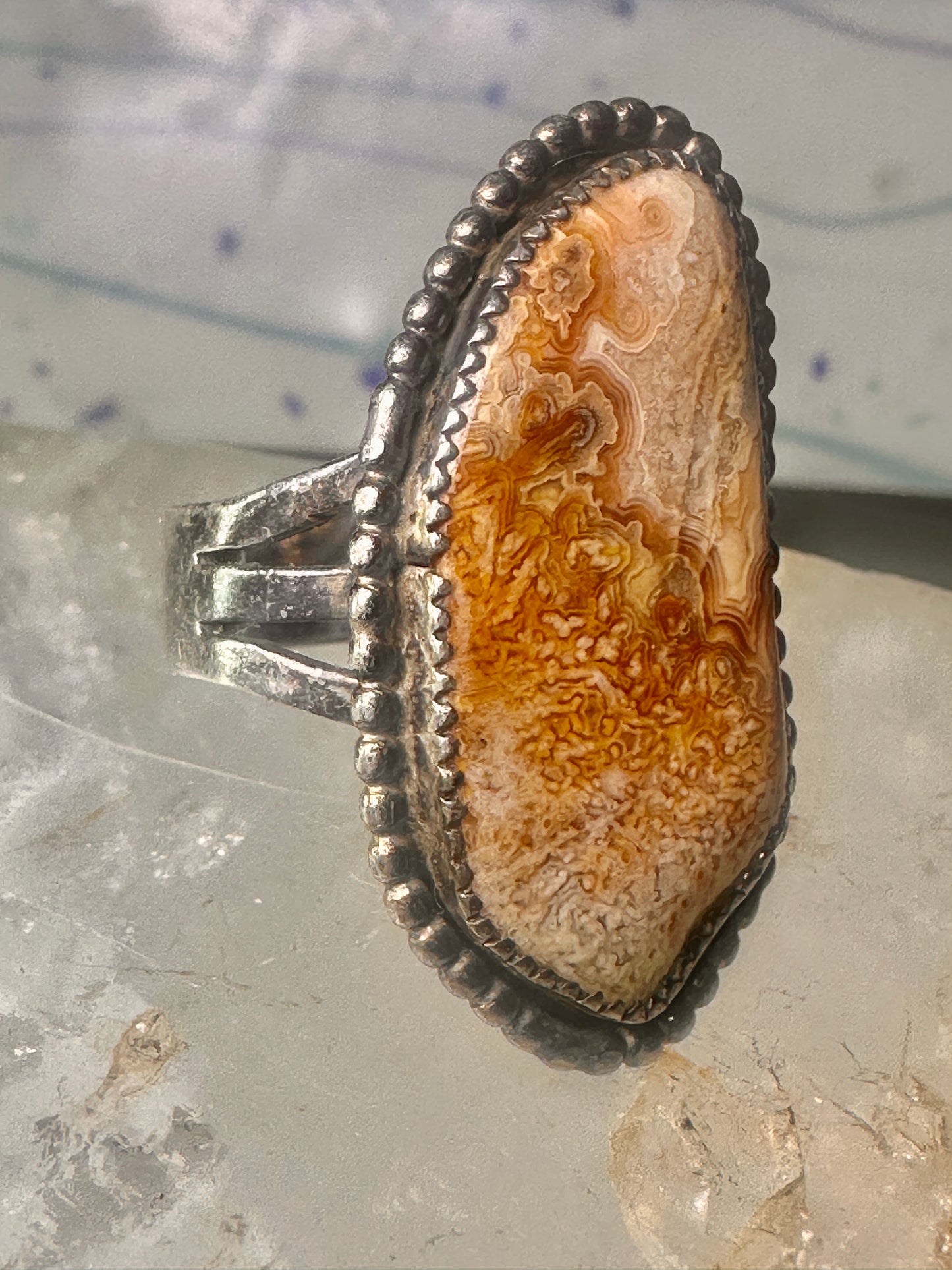 Petrified wood ring Navajo size 7.25 sterling silver women
