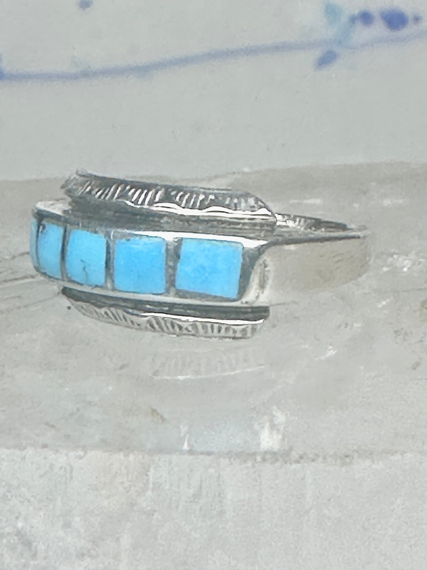 Zuni ring size 5 turquoise band sterling silver women