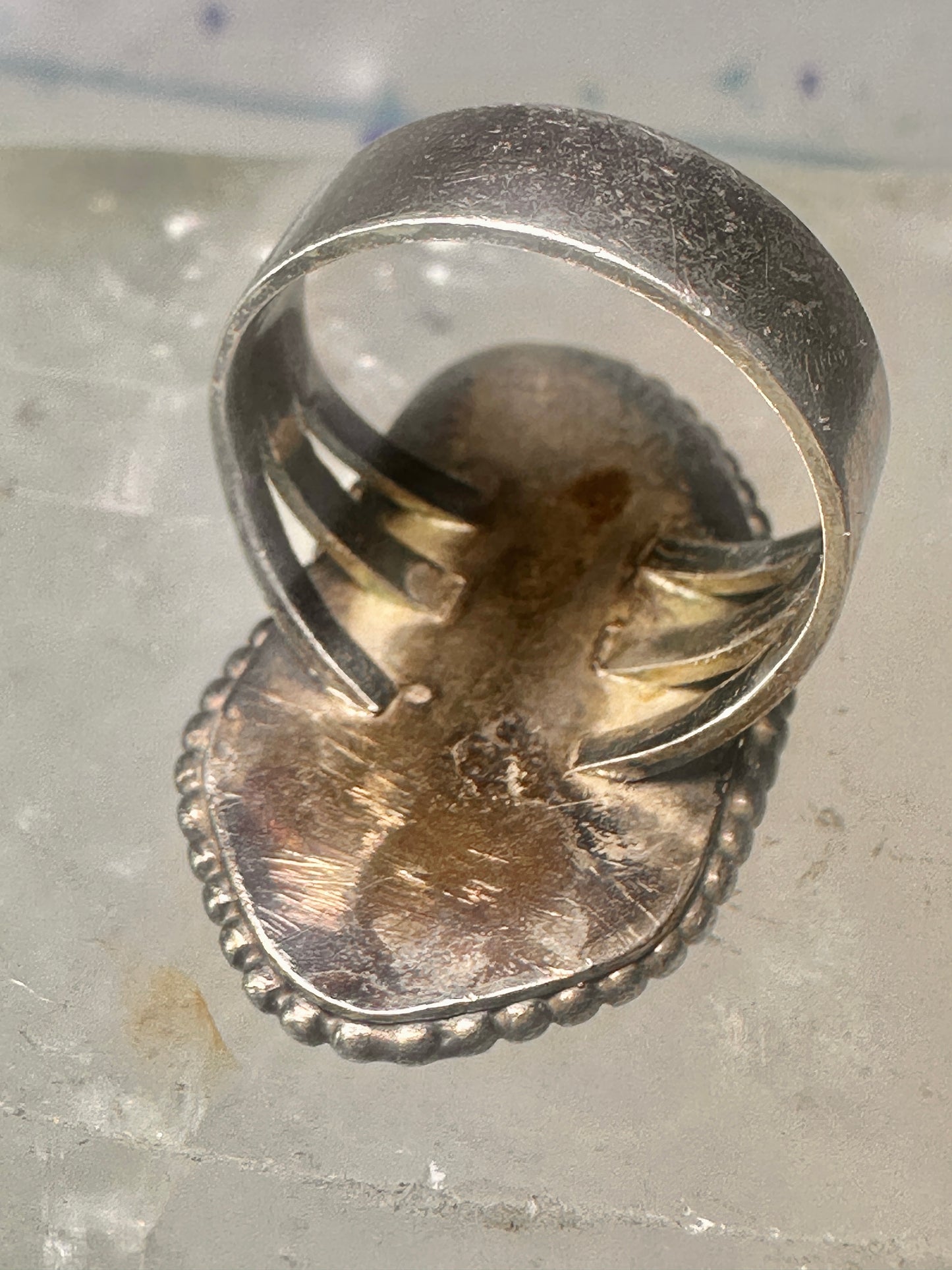 Petrified wood ring Navajo size 7.25 sterling silver women