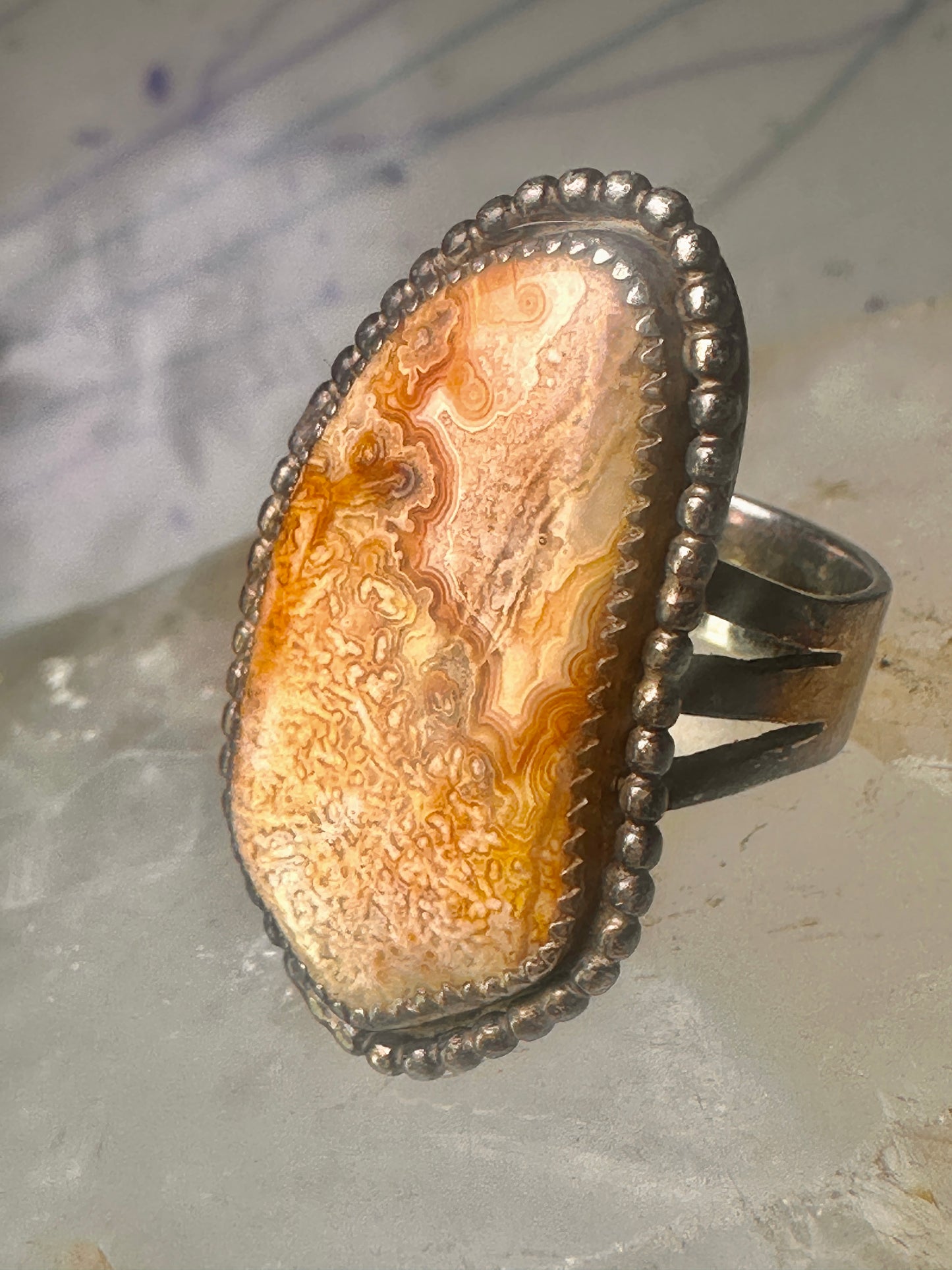 Petrified wood ring Navajo size 7.25 sterling silver women