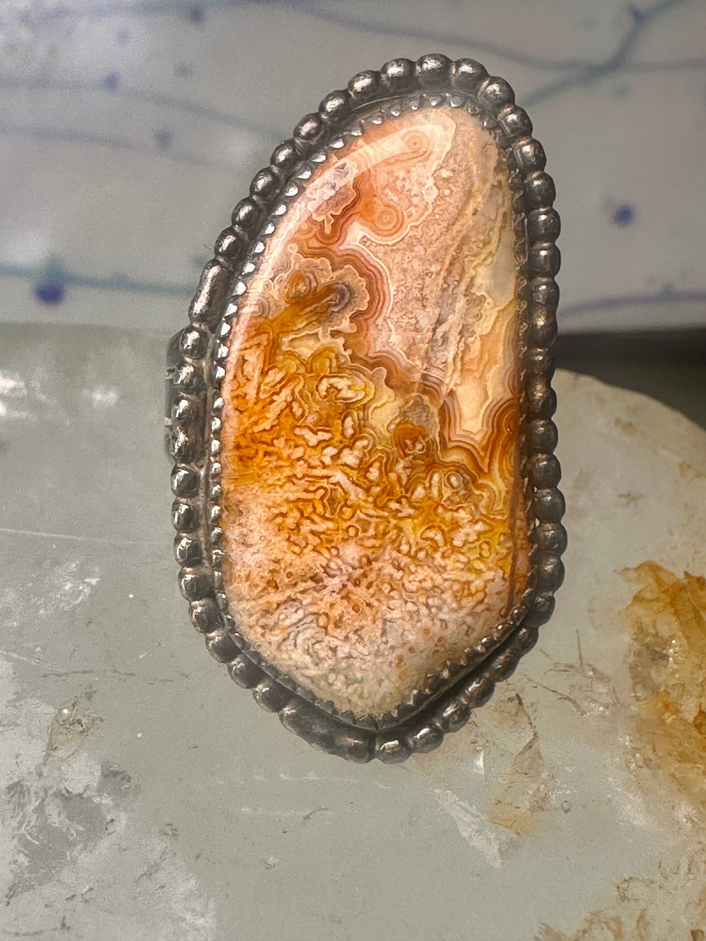 Petrified wood ring Navajo size 7.25 sterling silver women