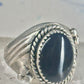 Onyx ring Navajo signed size 10 sterling silver women men