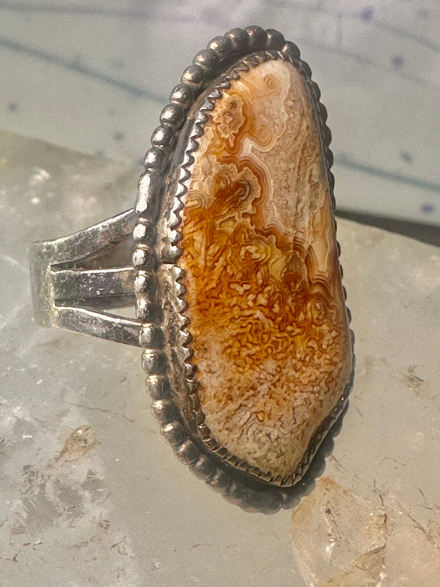 Petrified wood ring Navajo size 7.25 sterling silver women