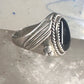 Onyx ring Navajo signed size 10 sterling silver women men