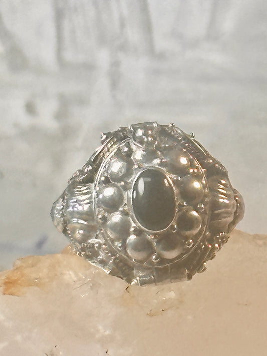 Vintage Poison ring black onyx boho ring size 7.75 Sterling silver women girls