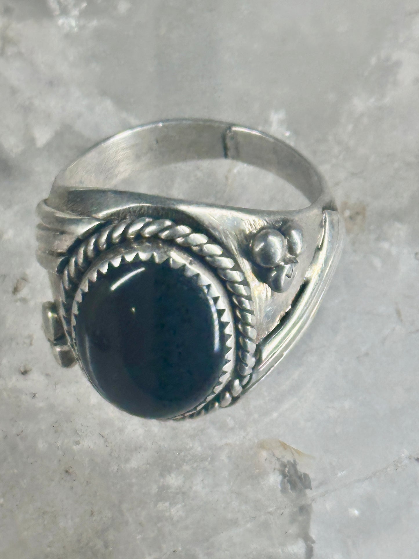 Onyx ring Navajo signed size 10 sterling silver women men