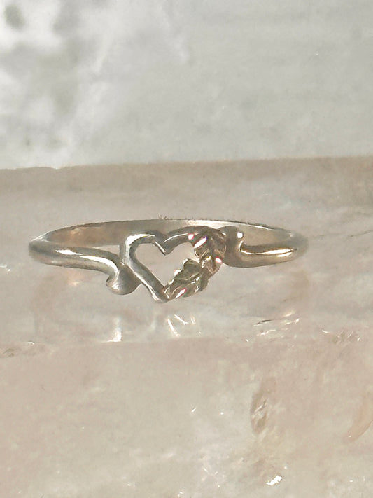 Black Hills Gold ring heart leaves band Valentine love ring size 6.7 Sterling silver women girls