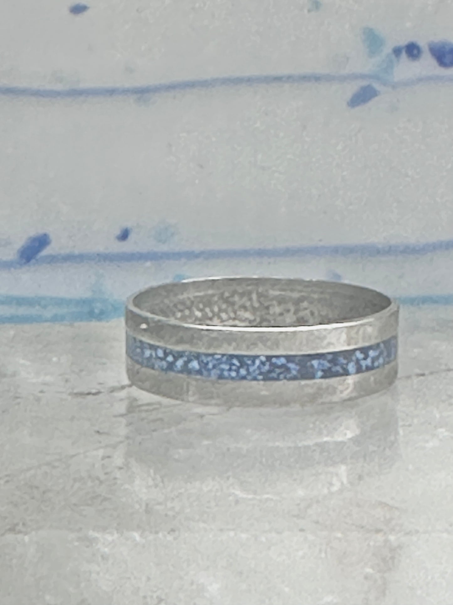 Zuni ring size 7 turquoise chips band sterling silver women
